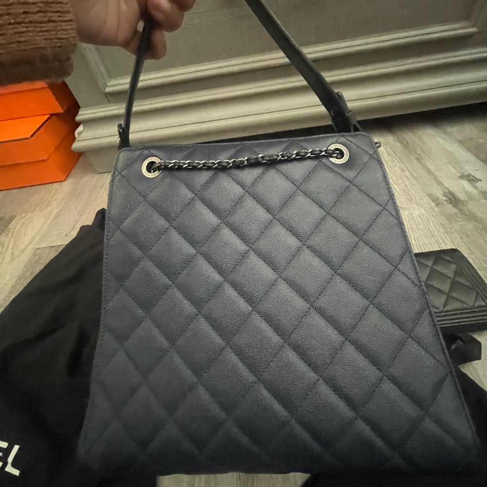 Chanel Dark Blue Quilted Shoulder Bag - Picture 8 of 13
